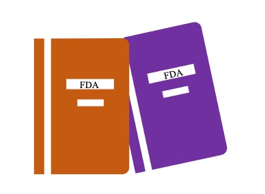 image of an orange book and a purple book